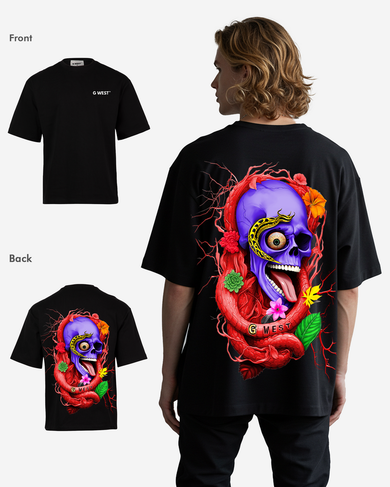 G WEST OVERSIZED PREMIUM SNAKE SKULL T-SHIRT