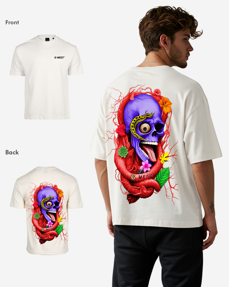 G WEST OVERSIZED PREMIUM SNAKE SKULL T-SHIRT