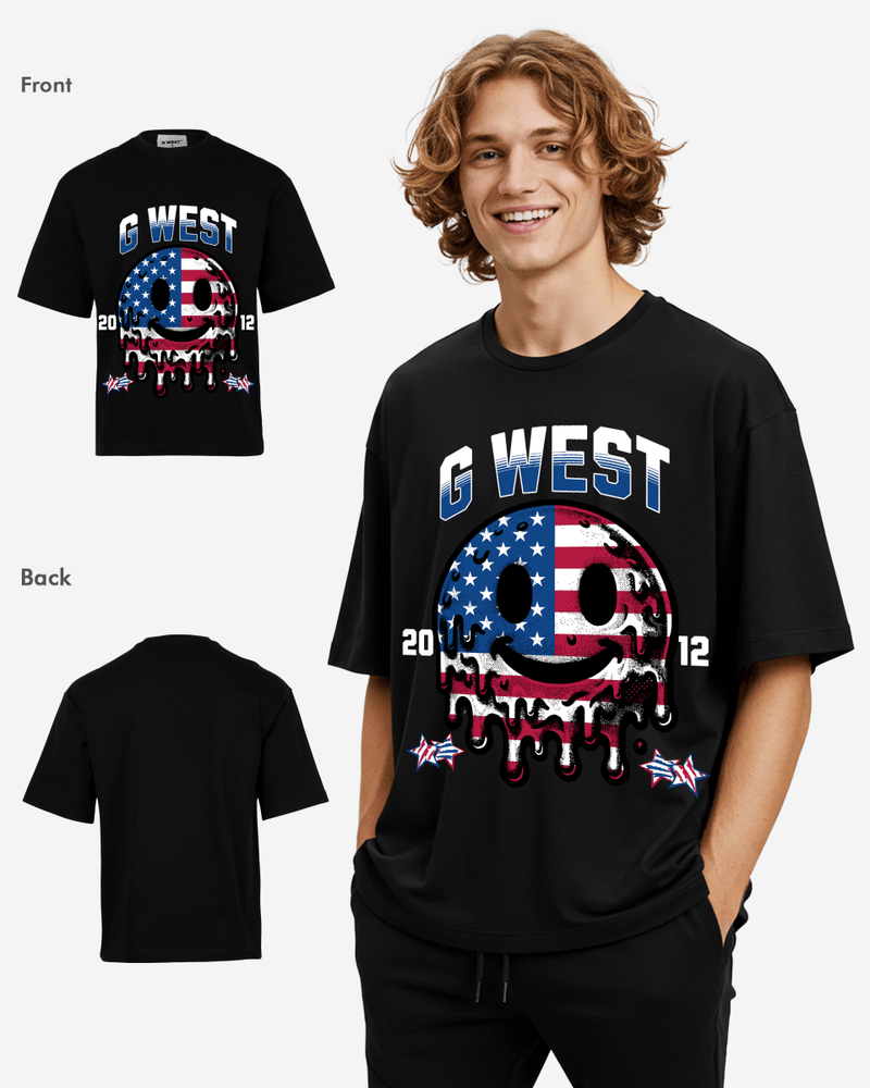 G WEST AMERICAN FLAG Oversized TEE -  GWJMT9311