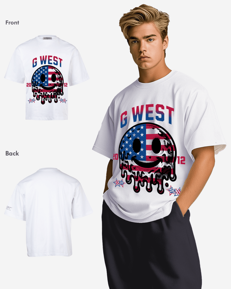 G WEST AMERICAN FLAG Oversized TEE -  GWJMT9311