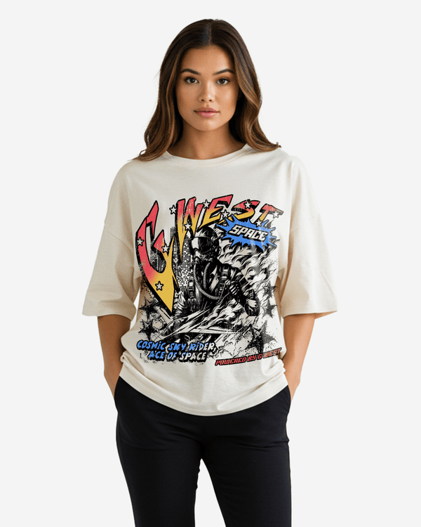 G West Cosmic Sky Ride Double Hit Premium Oversized Tee  - WOMEN