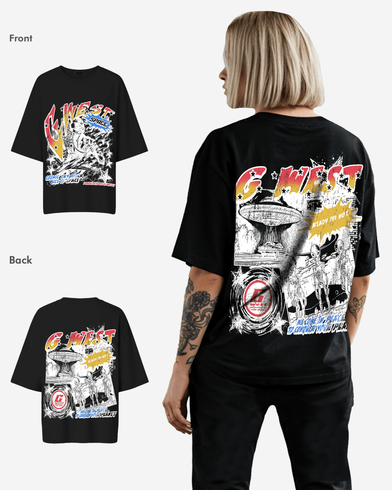 G West Cosmic Sky Ride Double Hit Premium Oversized Tee  - WOMEN
