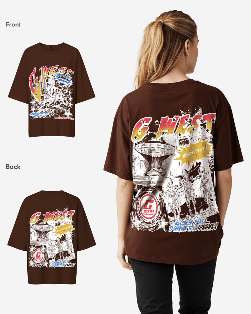 G West Cosmic Sky Ride Double Hit Premium Oversized Tee  - WOMEN