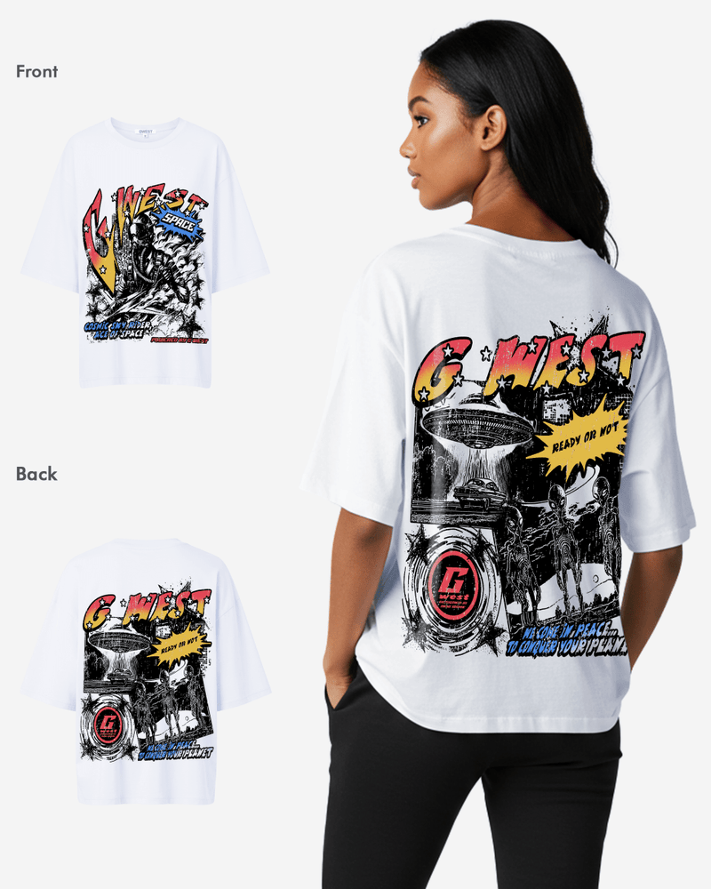 G West Cosmic Sky Ride Double Hit Premium Oversized Tee  - WOMEN