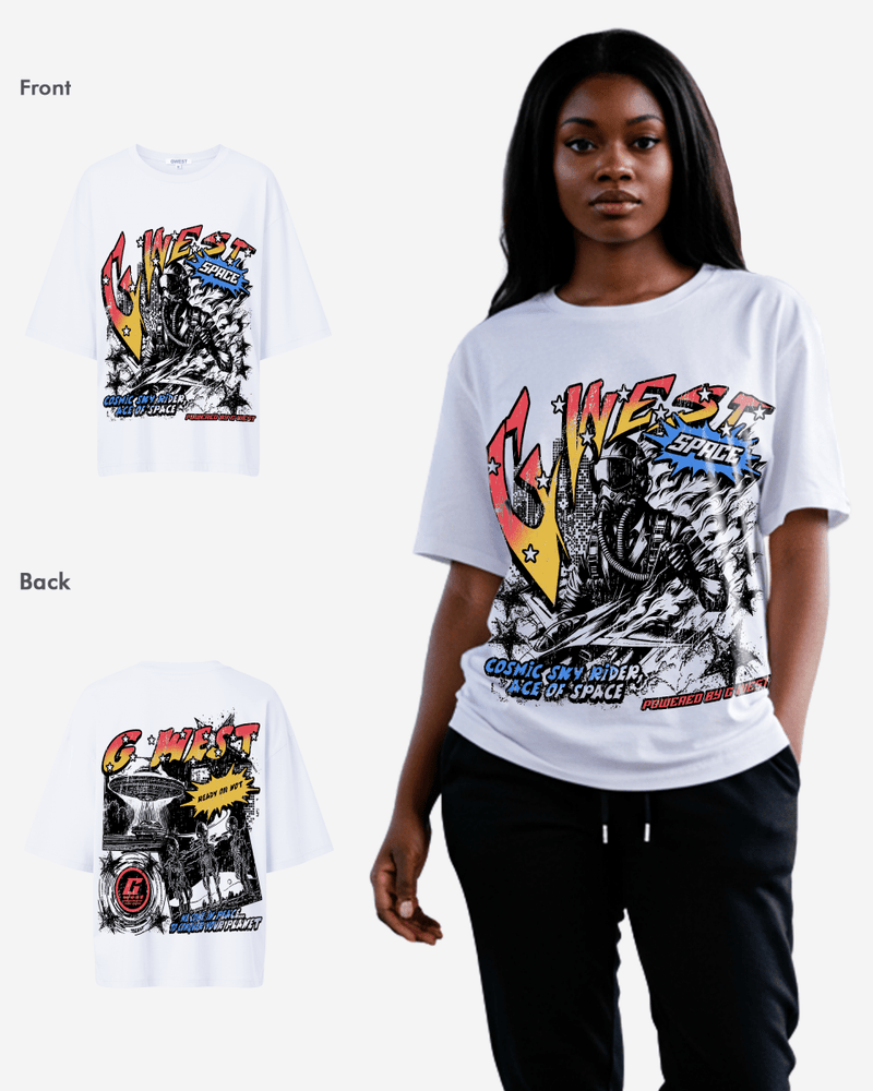 G West Cosmic Sky Ride Double Hit Premium Oversized Tee  - WOMEN
