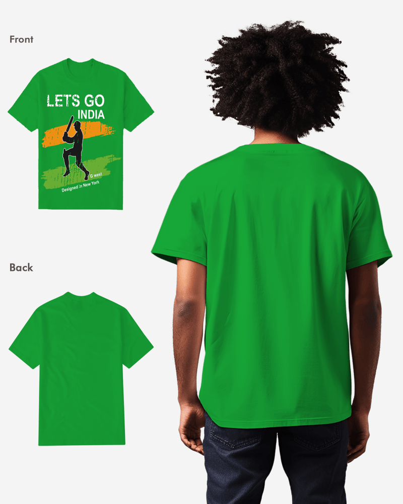G West Cricket Lets Go India T-Shirt : Gwdtbas2406 - 2 Colors
