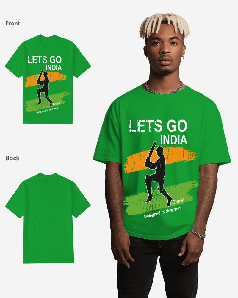 G West Cricket Lets Go India T-Shirt : Gwdtbas2406 - 2 Colors