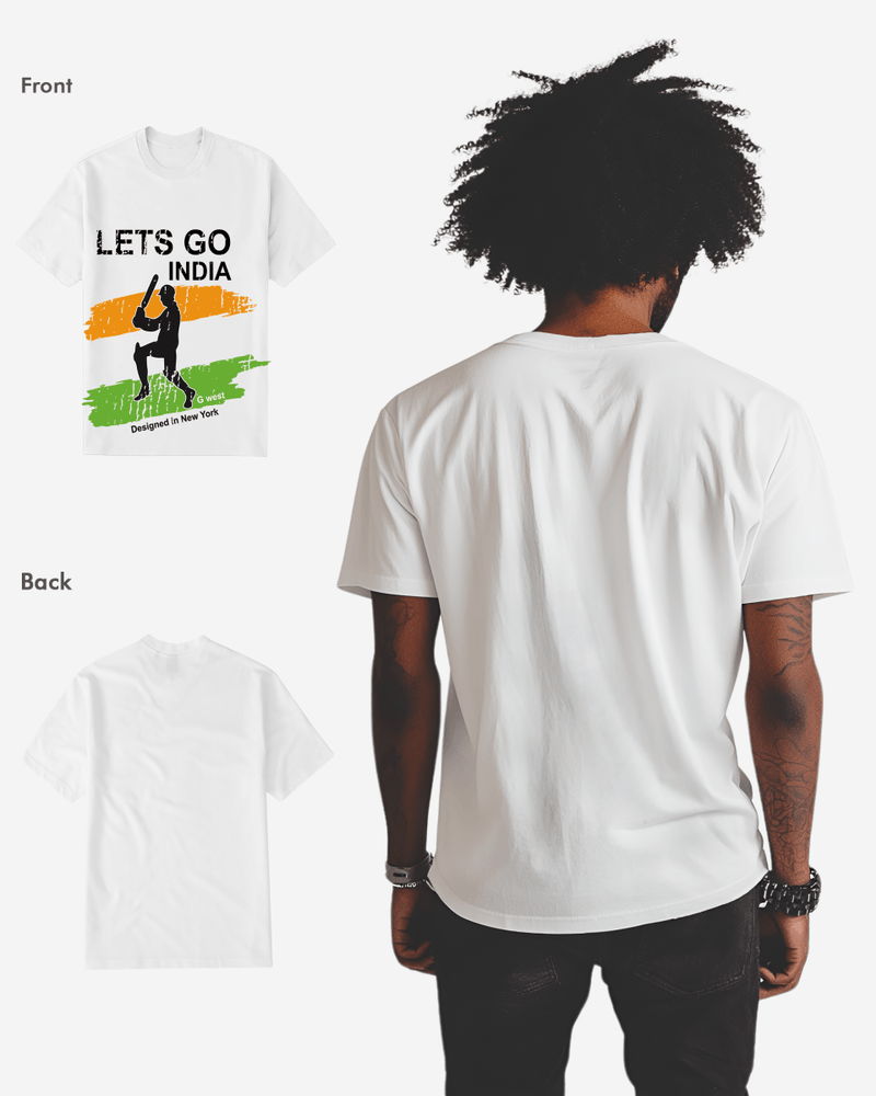 G West Cricket Lets Go India T-Shirt : Gwdtbas2406 - 2 Colors