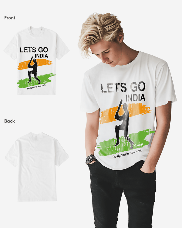 G West Cricket Lets Go India T-Shirt : Gwdtbas2406 - 2 Colors