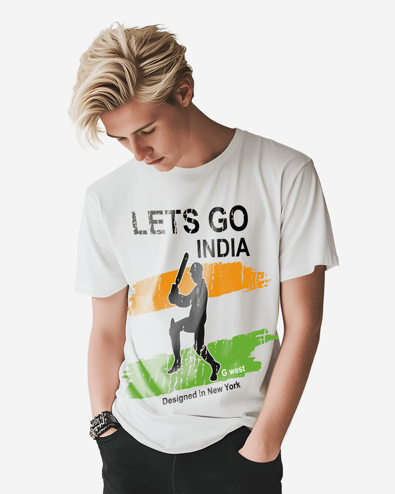 G West Cricket Lets Go India T-Shirt : Gwdtbas2406 - 2 Colors
