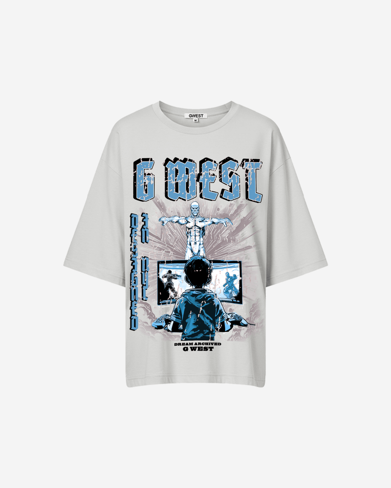 G West Game of G Baby Blue Black Oversized Tee - Women
