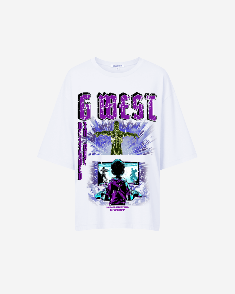 G West Game of G Baby Blue Black Oversized Tee - Women