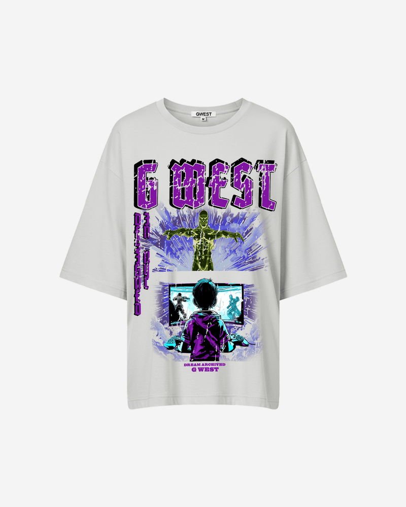 G West Game of G Baby Blue Black Oversized Tee - Women