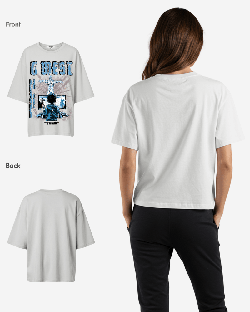 G West Game of G Baby Blue Black Oversized Tee - Women