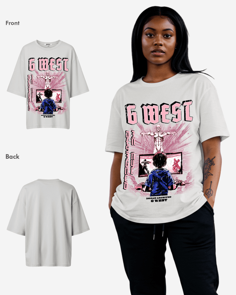 G West Game of G Baby Blue Black Oversized Tee - Women