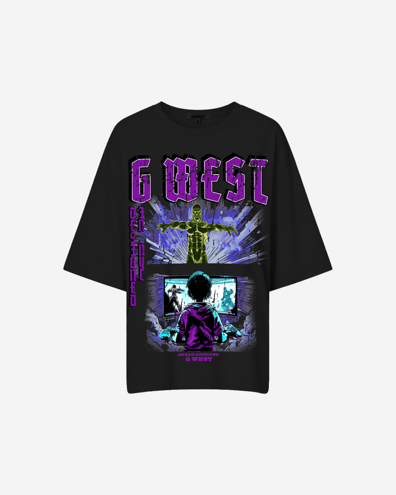 G West Game of G Baby Blue Black Oversized Tee - Women