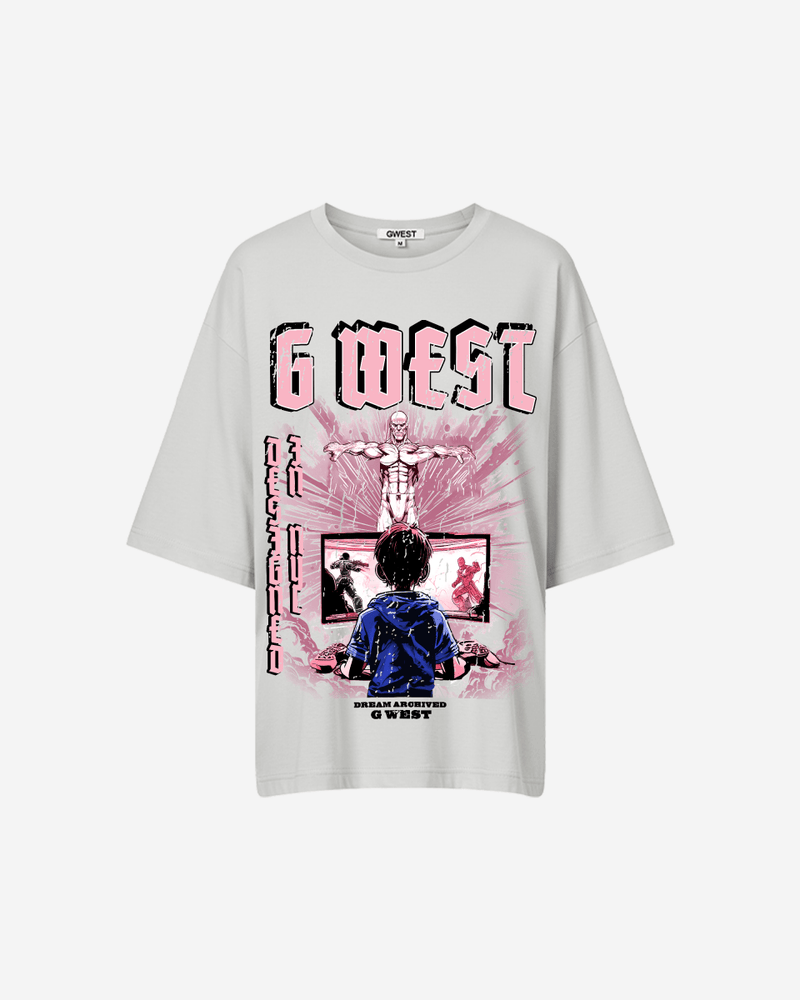 G West Game of G Baby Blue Black Oversized Tee - Women