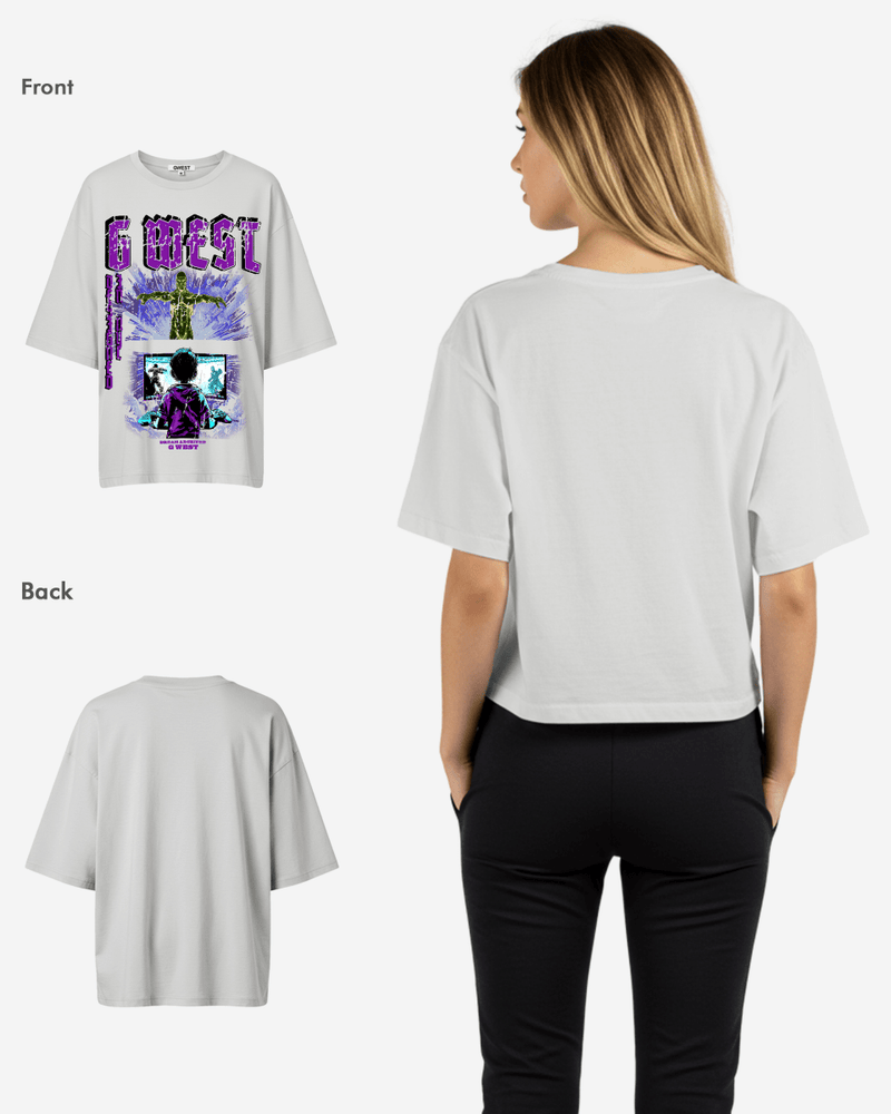 G West Game of G Baby Blue Black Oversized Tee - Women