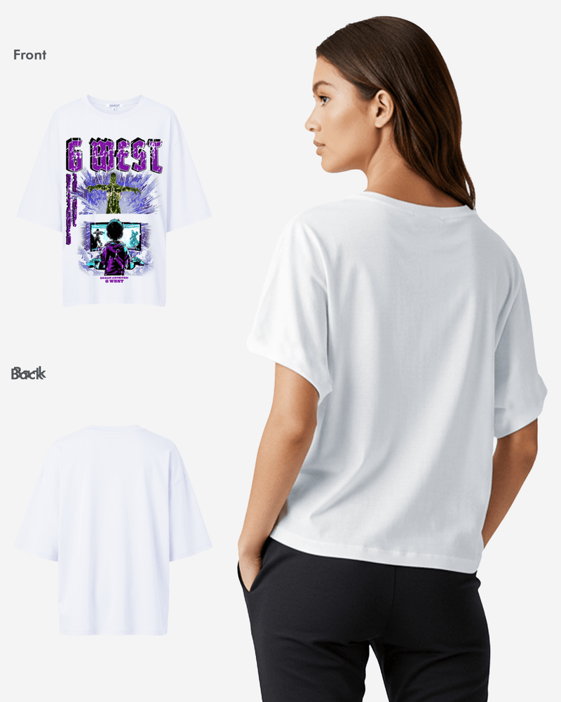 G West Game of G Baby Blue Black Oversized Tee - Women