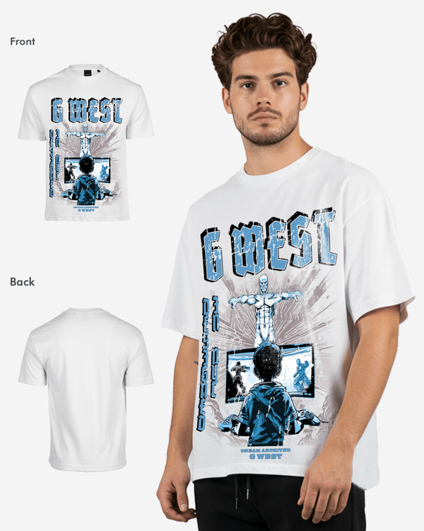 G West Game of G Baby Blue Black Oversized Tee