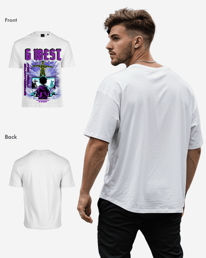 G West Game of G Baby Blue Black Oversized Tee