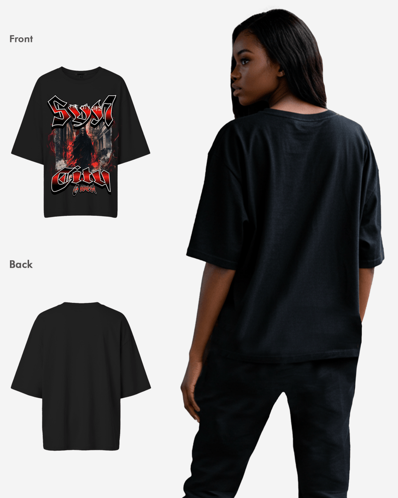 G WEST Ghost City Oversized Tee -WOMEN