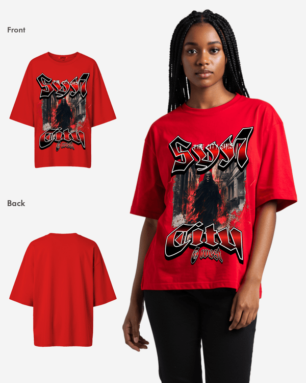 G WEST Ghost City Oversized Tee -WOMEN