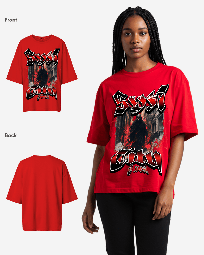 G WEST Ghost City Oversized Tee -WOMEN