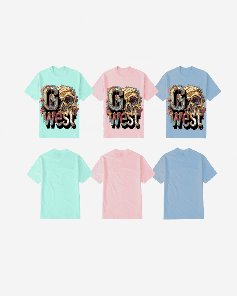 G WEST multicolor skull TEE