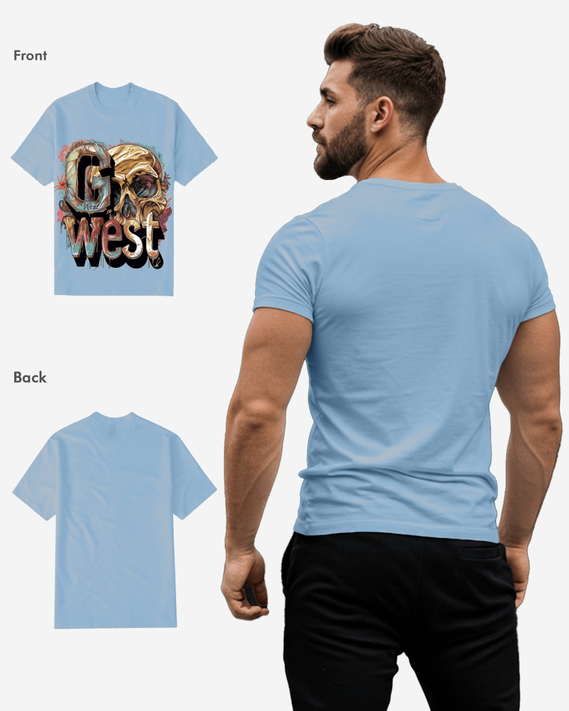 G WEST multicolor skull TEE