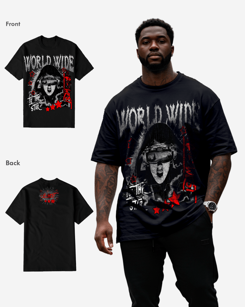 G WEST OLD WORLD WIDE STAR T SHIRT Big and Tall