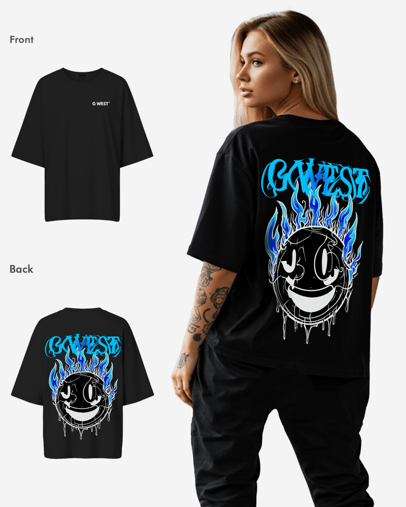 G West Oversized Aqua Smile Tee - WOMEN