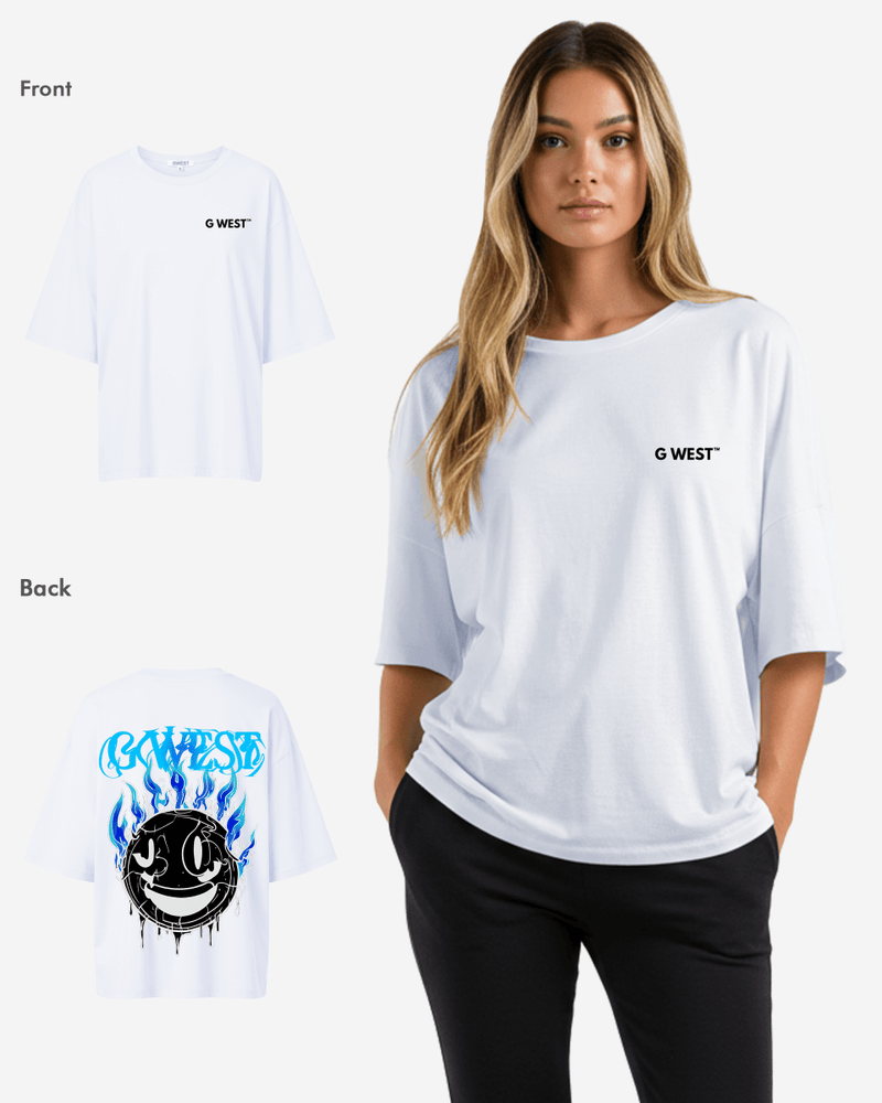 G West Oversized Aqua Smile Tee - WOMEN