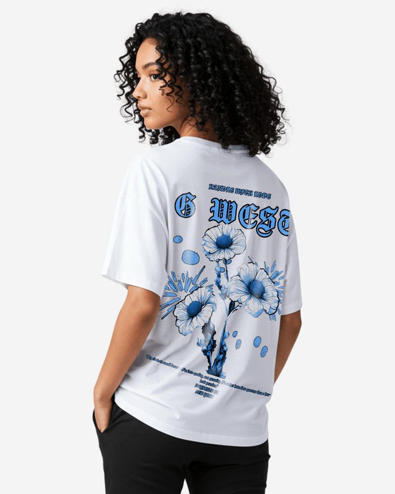 G West Oversized Blue Garden Tee - WOMEN