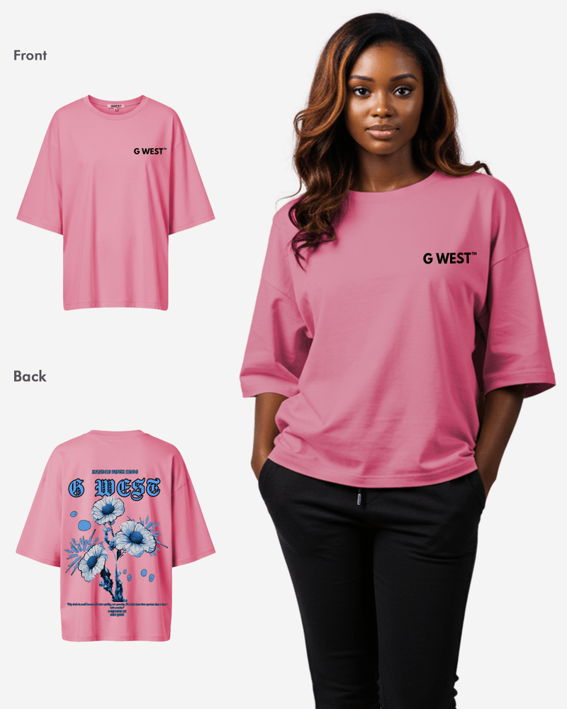 G West Oversized Blue Garden Tee - WOMEN