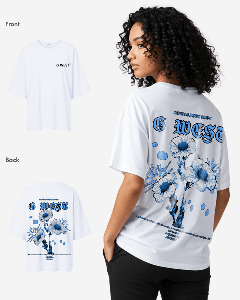 G West Oversized Blue Garden Tee - WOMEN