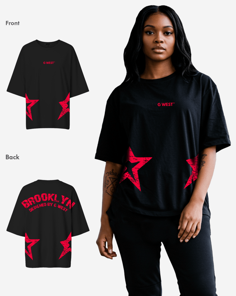 G West Oversized Brooklyn Arch Logo Tee -WOMEN