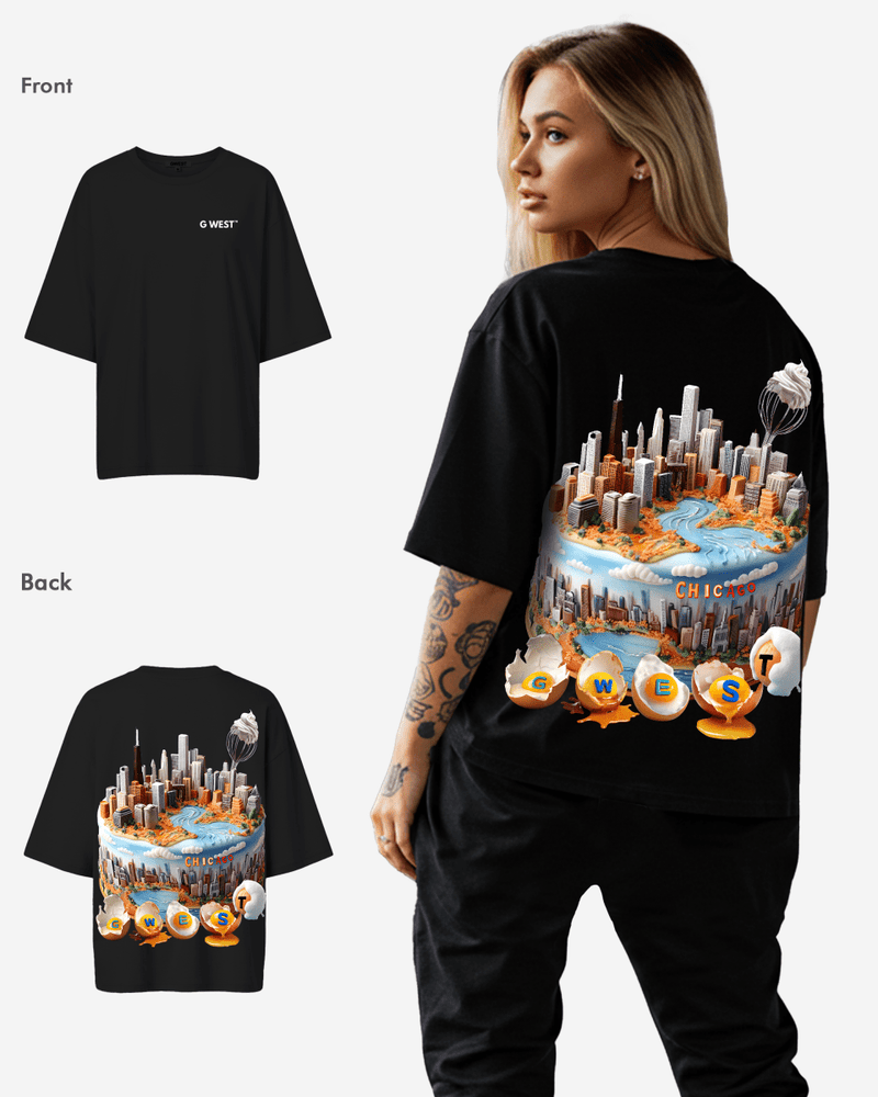 G WEST OVERSIZED CHICAGO CAKE TEE -WOMEN