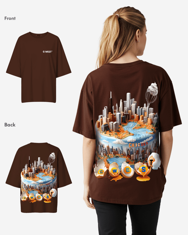 G WEST OVERSIZED CHICAGO CAKE TEE -WOMEN