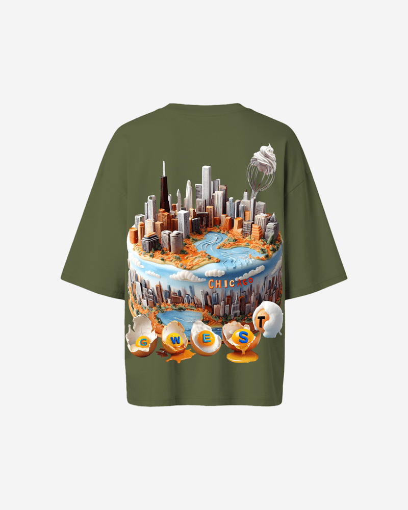 G WEST OVERSIZED CHICAGO CAKE TEE -WOMEN