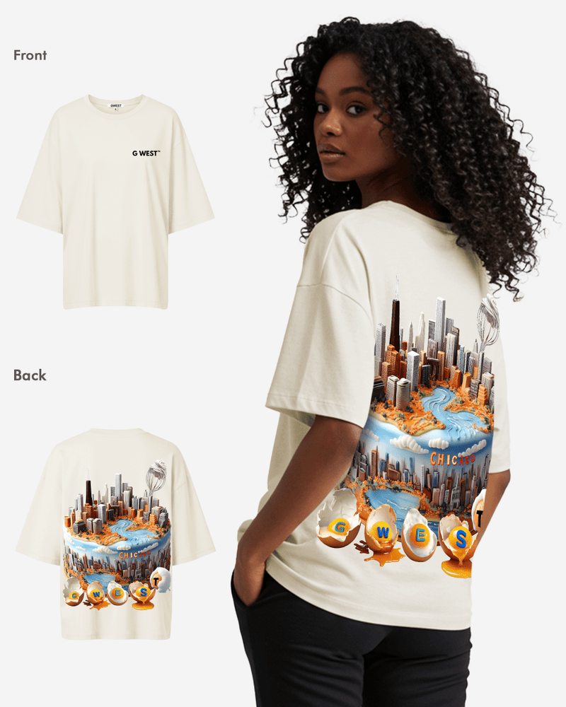 G WEST OVERSIZED CHICAGO CAKE TEE -WOMEN