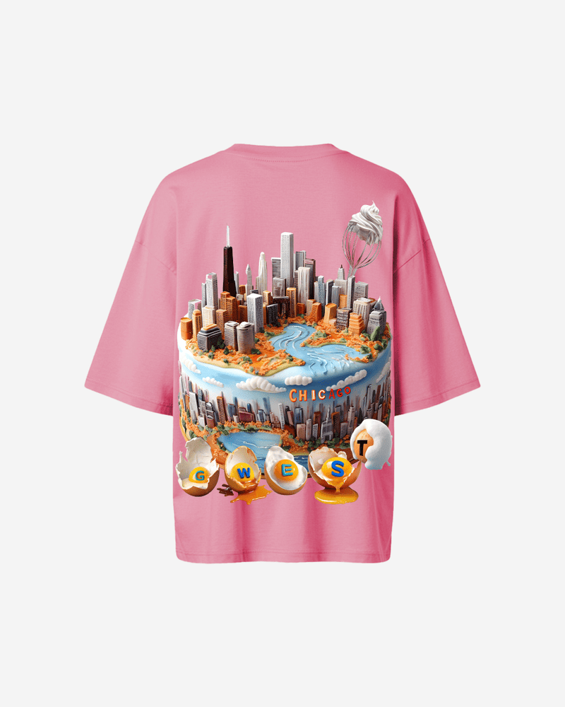 G WEST OVERSIZED CHICAGO CAKE TEE -WOMEN