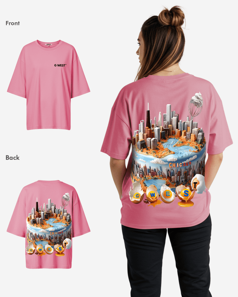 G WEST OVERSIZED CHICAGO CAKE TEE -WOMEN