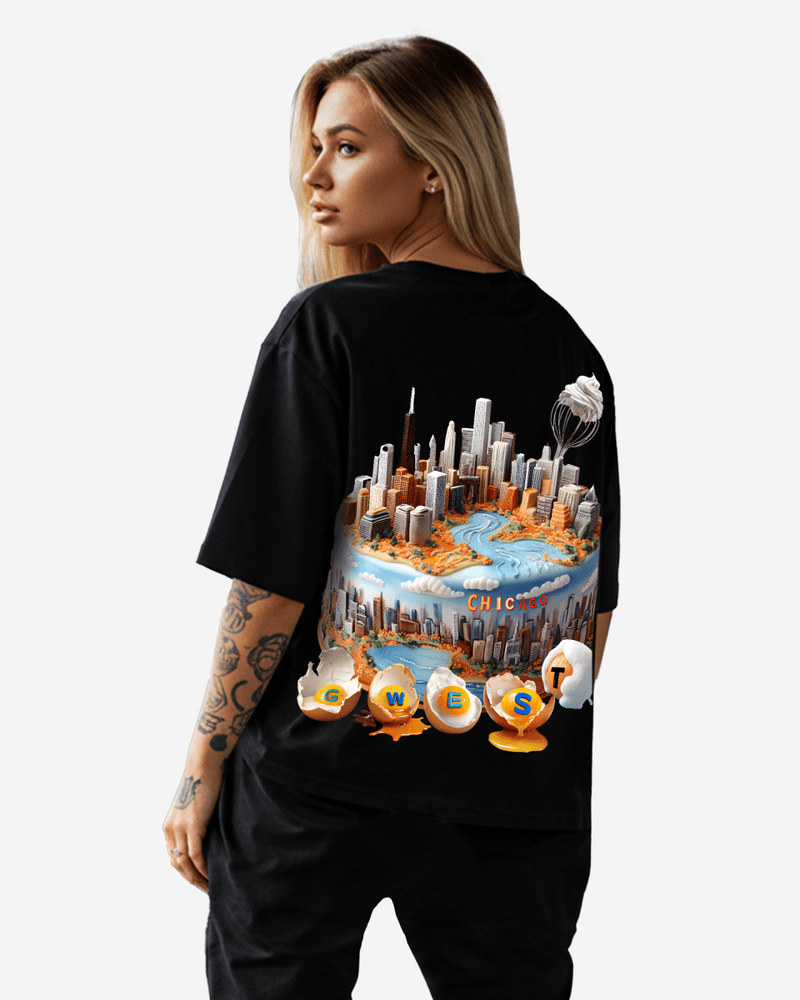 G WEST OVERSIZED CHICAGO CAKE TEE -WOMEN