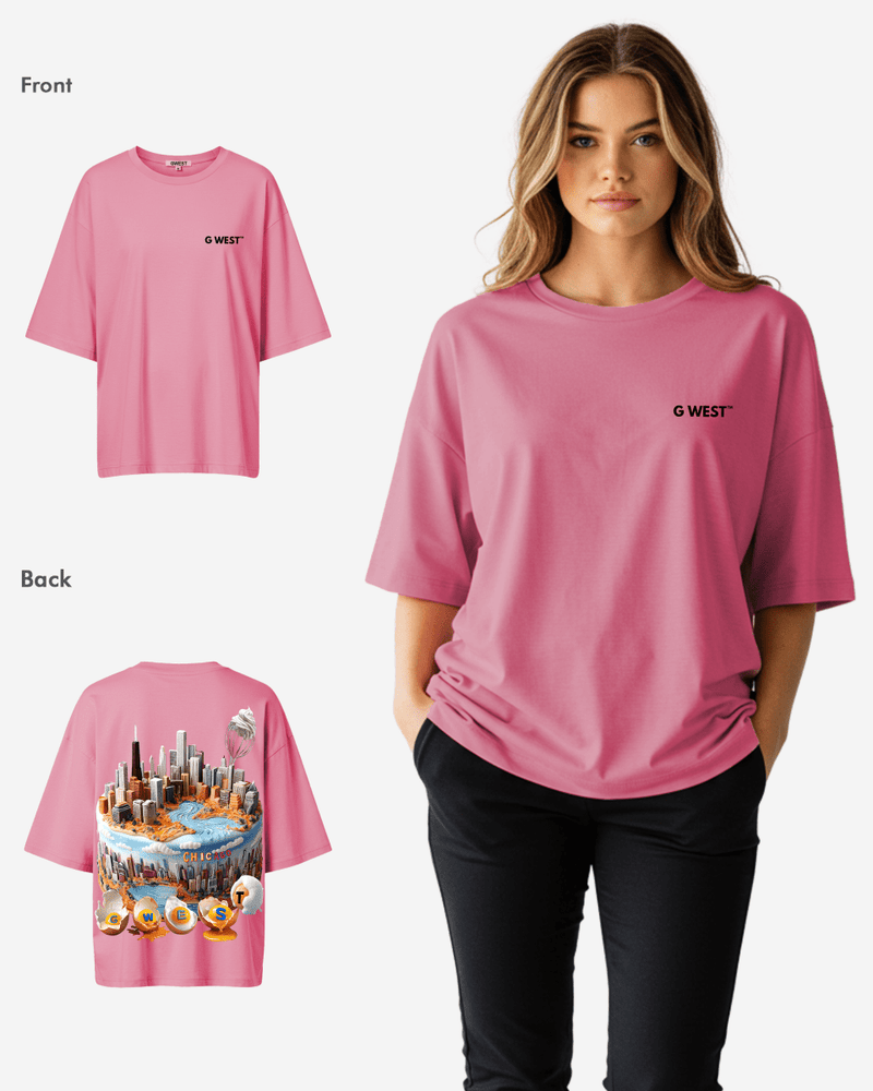 G WEST OVERSIZED CHICAGO CAKE TEE -WOMEN