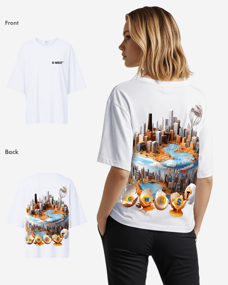 G WEST OVERSIZED CHICAGO CAKE TEE -WOMEN
