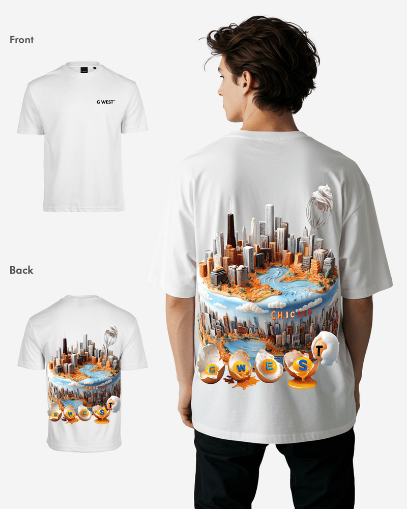 G WEST OVERSIZED CHICAGO CAKE TEE