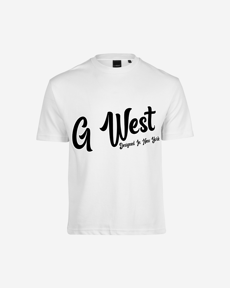 G West Oversized Cursive Logo Black Tee