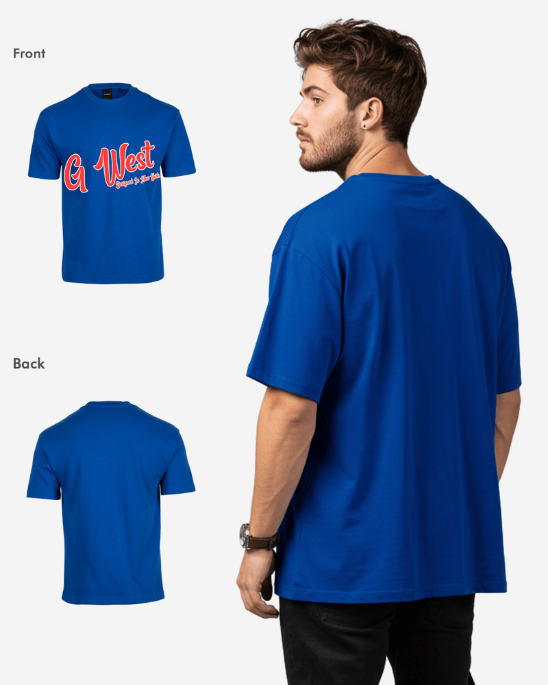 G West Oversized Cursive Logo Black Tee