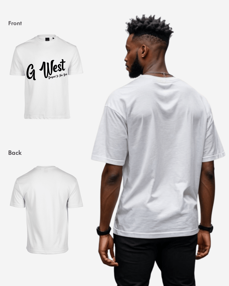 G West Oversized Cursive Logo Black Tee